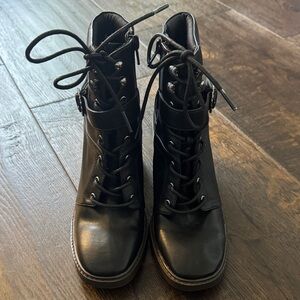 Black Lace-Up Ankle Boots